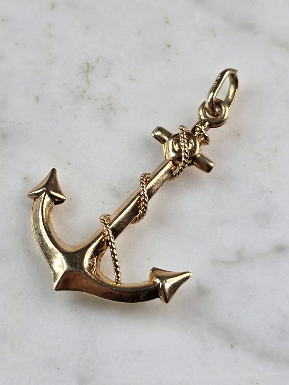 Vintage Estate 14K Yellow Gold Maritime Anchor Pendant 2.6g E5113